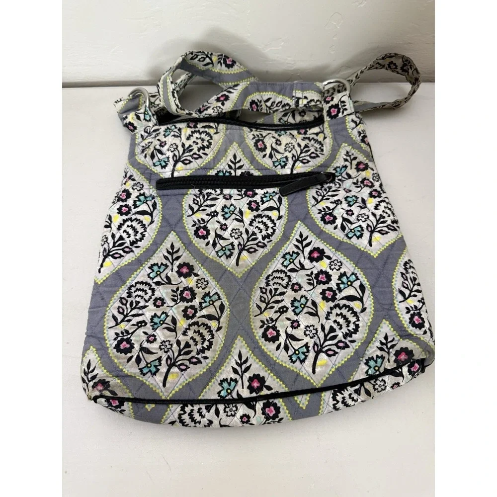 Vera Bradley Paisley Stripe Campus Tech Crossbody Backpack Bag Gray Green Yellow